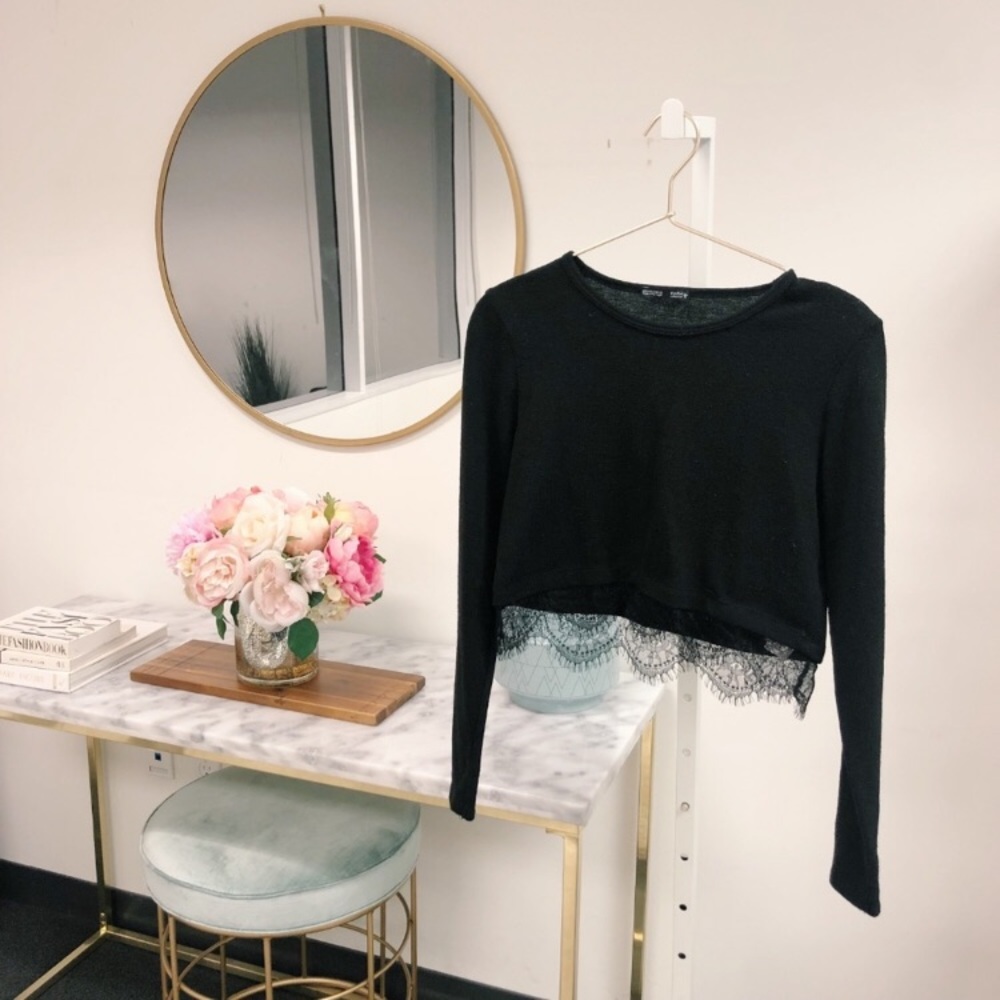 Zara Long Sleeve Lace Crop Top